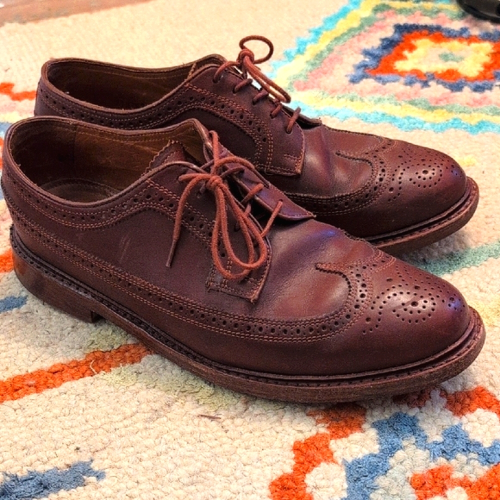 Floraheim Classic Brown Leather Men's Brogues. Chunky Burgandy Hand Made